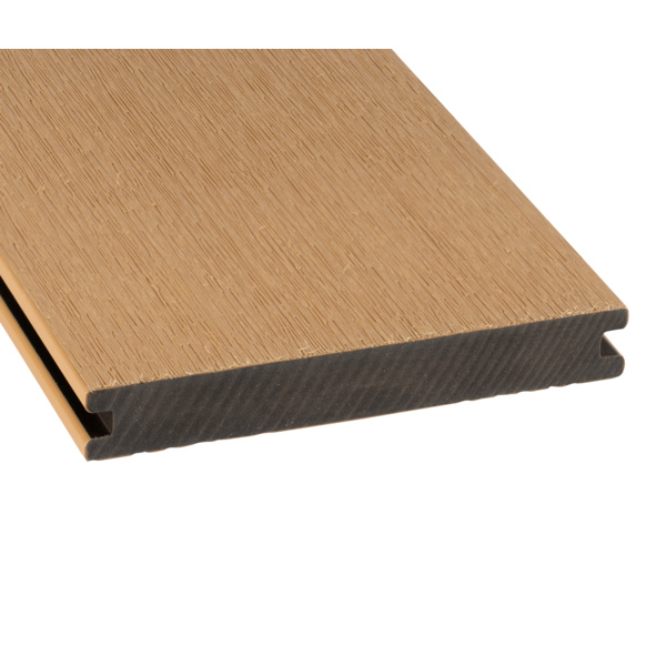 Terrassendiele BPC coextrudiert massiv Eiche einseitig Holzstruktur, einseitig individuell strukturiert, längsseitige Nut, Primo+ - 20 x 140 mm