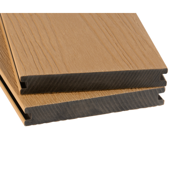 Terrassendiele BPC coextrudiert massiv Eiche einseitig Holzstruktur, einseitig individuell strukturiert, längsseitige Nut, Primo+ - 20 x 140 mm