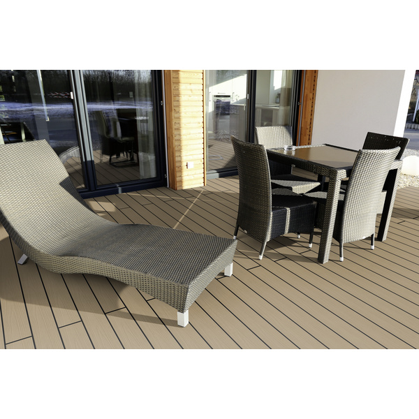 Terrassendiele BPC coextrudiert massiv Eiche einseitig Holzstruktur, einseitig individuell strukturiert, längsseitige Nut, Primo+ - 20 x 140 mm