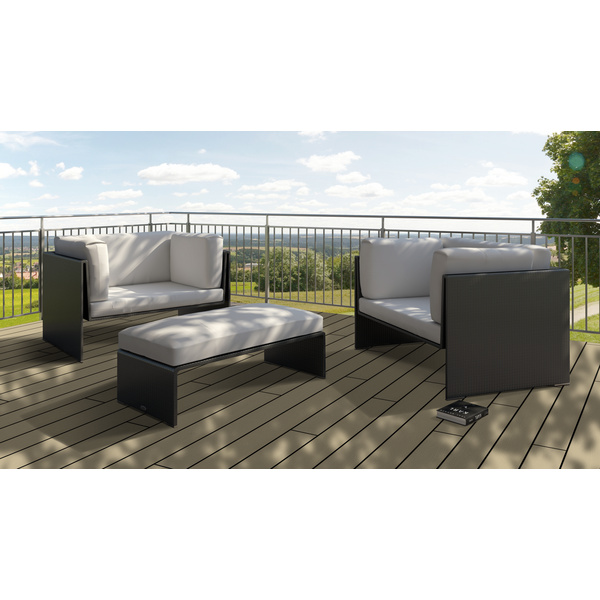 Terrassendiele BPC coextrudiert massiv Naturweiß einseitig Holzstruktur, einseitig individuell strukturiert, längsseitige Nut, Primo+ - 20 x 140 mm