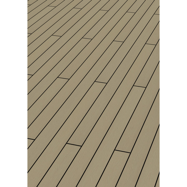 Terrassendiele BPC coextrudiert massiv Naturweiß einseitig Holzstruktur, einseitig individuell strukturiert, längsseitige Nut, Primo+ - 20 x 140 mm