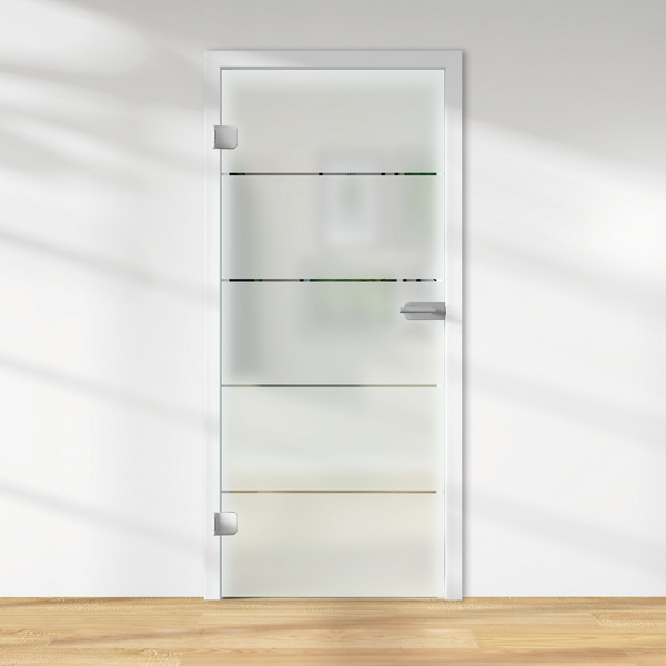 Ganzglastür Satiniert 4 Streifen "GLASWORK 90"