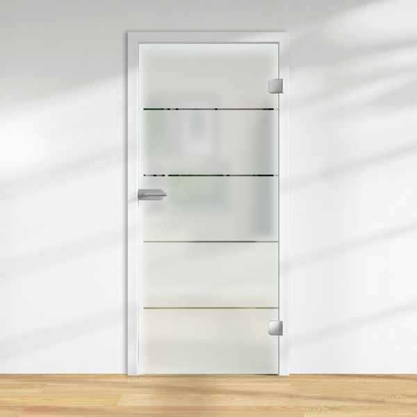 Ganzglastür Satiniert 4 Streifen "GLASWORK 90"