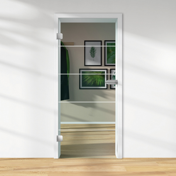 Ganzglastür Klar 4 Streifen "GLASWORK 90"