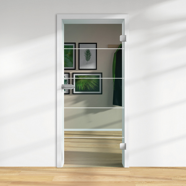 Ganzglastür Klar 4 Streifen "GLASWORK 90"