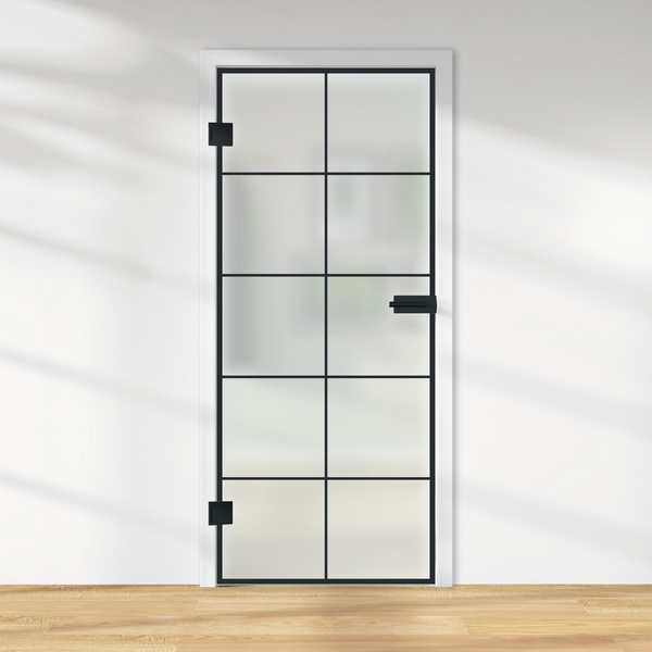 Ganzglastür Satiniert Loft 10 Felder "GLASWORK 90"