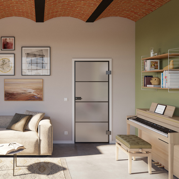 Ganzglastür inkl. Beschlagset Satiniert Typ 9 "Slimwork 90"