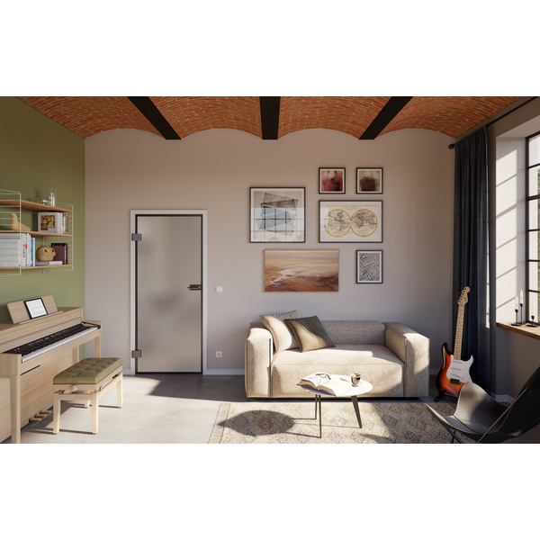 Ganzglastür inkl. Beschlagset Satiniert "Slimwork 90"