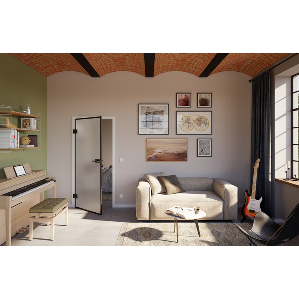 Ganzglastür inkl. Beschlagset Satiniert "Slimwork 90"