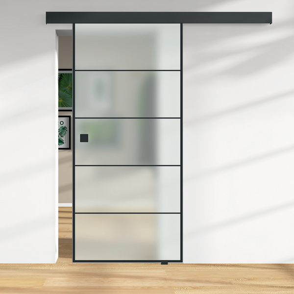 Glasschiebetür Satiniert Loft 5 Felder "GLASWORK 180"