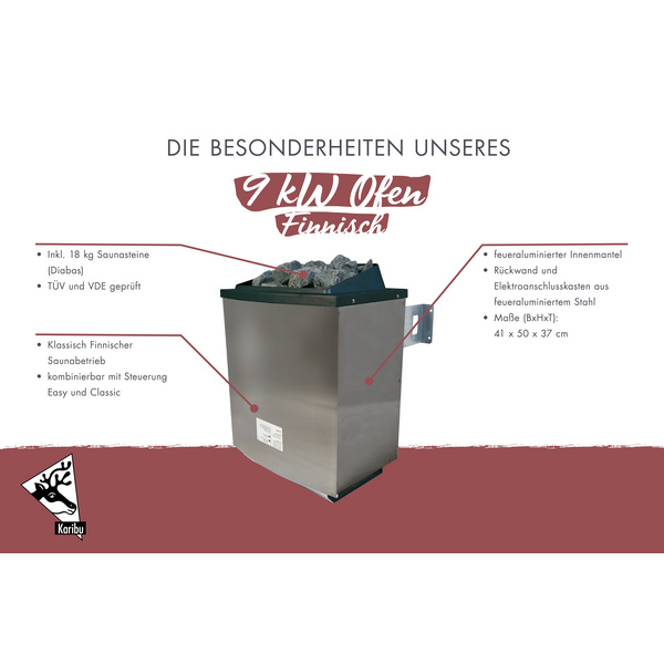 Saunaofen 9kW SET mit Steinen
