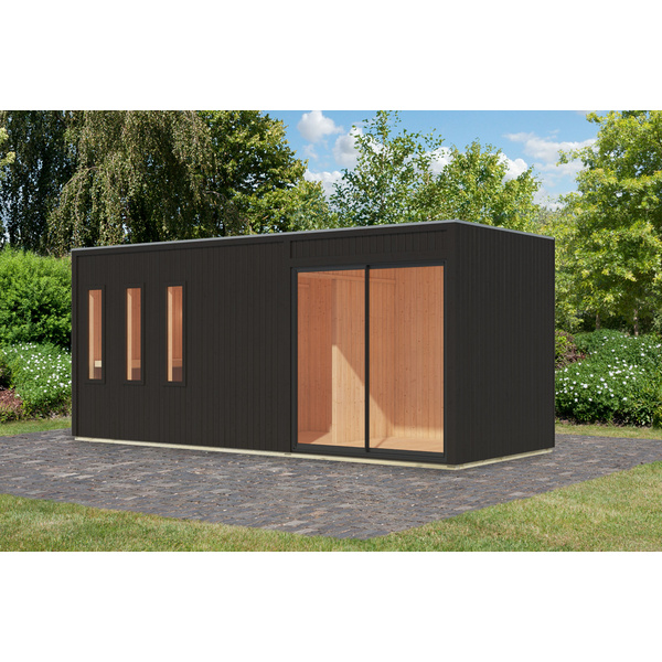 Saunahaus Monterey schwarz 2163x5735x2441mm
