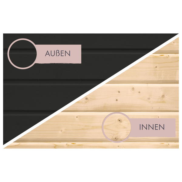 Saunahaus Monterey SET schwarz mit Ofen 9kW ext. Strg. 2163x5735x2441mm