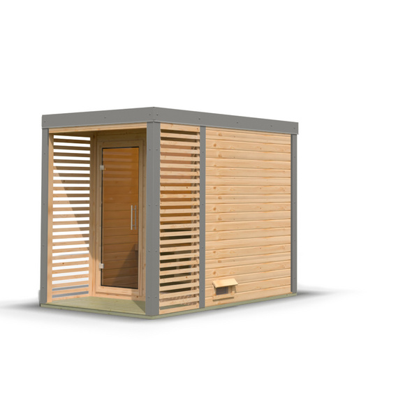 Saunahaus Ares 1 naturbelassen / graualuminium 2760x1910x2315mm