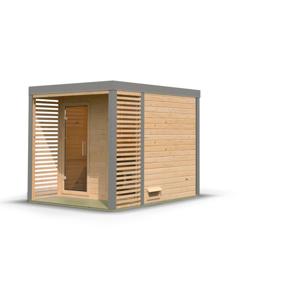 Saunahaus Ares 2 naturbelassen / graualuminium 2760x2310x2315mm