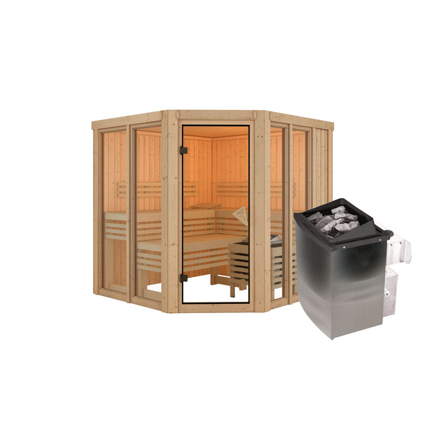 Systemsauna Airi SET mit Ofen 9kW integr. Strg. 1960x1960x1980mm