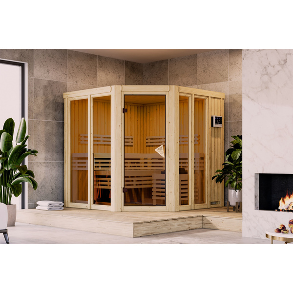 Systemsauna Airi SET mit Ofen 9kW Bio ext. Strg. 1960x1960x1980mm
