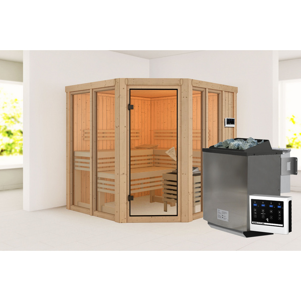 Systemsauna Airi SET mit Ofen 9kW Bio ext. Strg. 1960x1960x1980mm