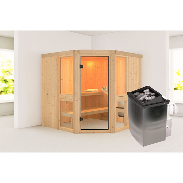 Systemsauna Amelia 2 SET mit Ofen 9kW integr. Strg. 1960x1960x1980mm