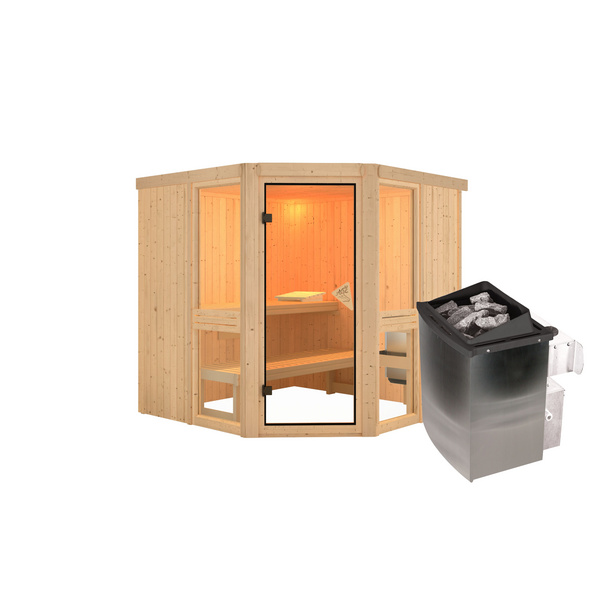 Systemsauna Amelia 2 SET mit Ofen 9kW integr. Strg. 1960x1960x1980mm