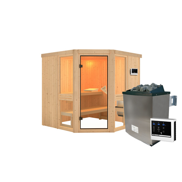 Systemsauna Amelia 2 SET mit Ofen 9kW ext. Strg. 1960x1960x1980mm