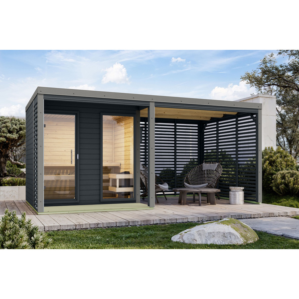 Saunahaus Ares 2 anthrazit / graualuminium 2760x2310x2315mm