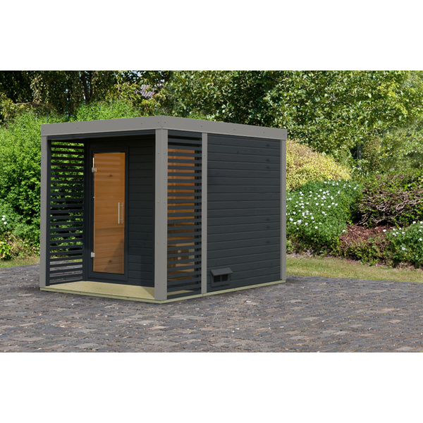Saunahaus Ares 2 anthrazit / graualuminium 2760x2310x2315mm