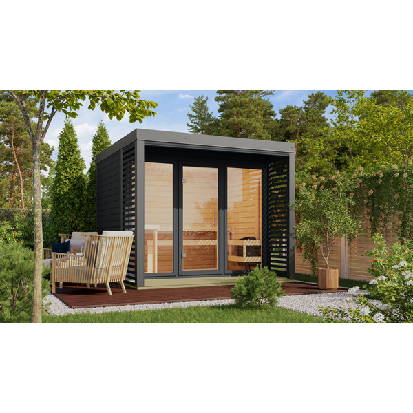 Saunahaus Ares 3 anthrazit / graualuminium 2760x2760x2315mm