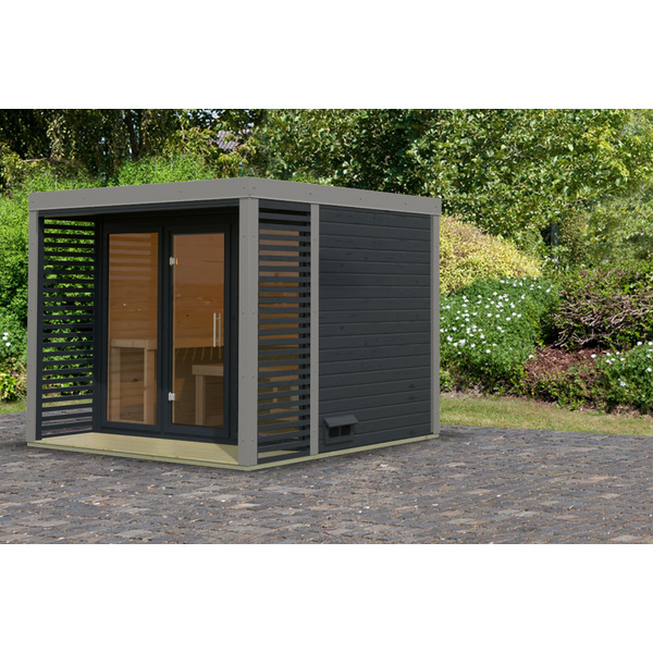 Saunahaus Ares 3 anthrazit / graualuminium 2760x2760x2315mm