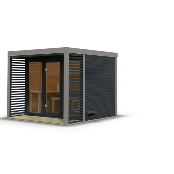 Saunahaus Ares 3 anthrazit / graualuminium 2760x2760x2315mm