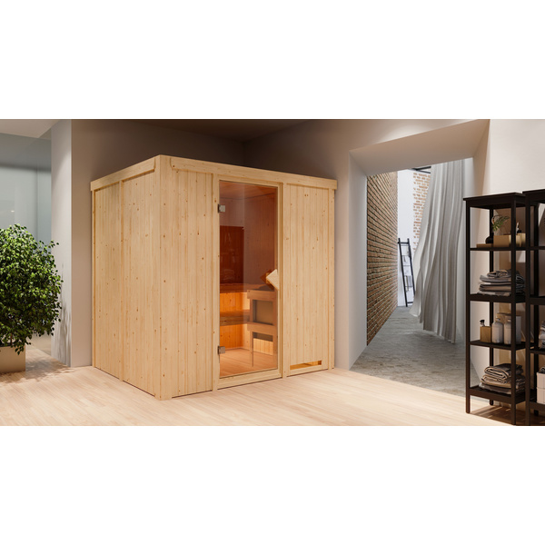 Systemsauna Sodin SET mit Ofen 9kW Bio Edelstahl ext. Strg Easy 1960x1700x1980mm
