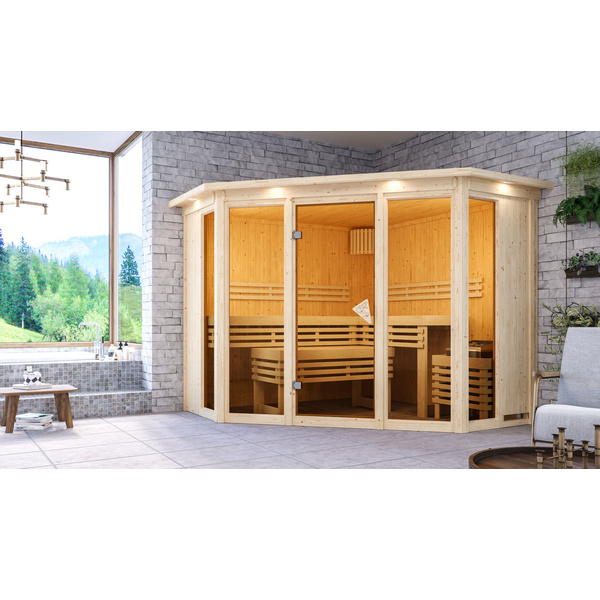 Systemsauna Alcinda mit bronz. Tür und Kranz 2450x2450x2020mm