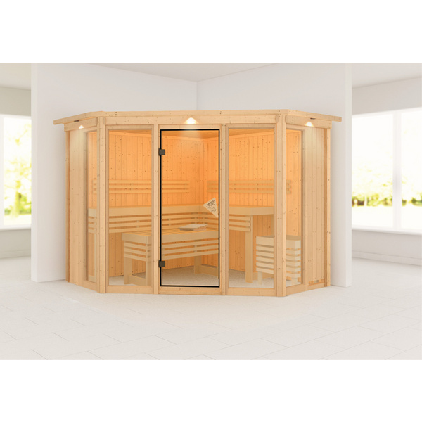 Systemsauna Alcinda mit bronz. Tür und Kranz 2450x2450x2020mm