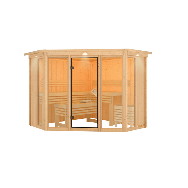 Systemsauna Alcinda mit bronz. Tür und Kranz 2450x2450x2020mm