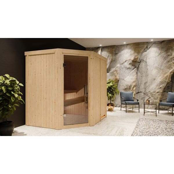 Systemsauna Siirin mit Tür graphit SET mit Ofen 9kW Bio ext. Strg Easy 1960x1700x1980mm