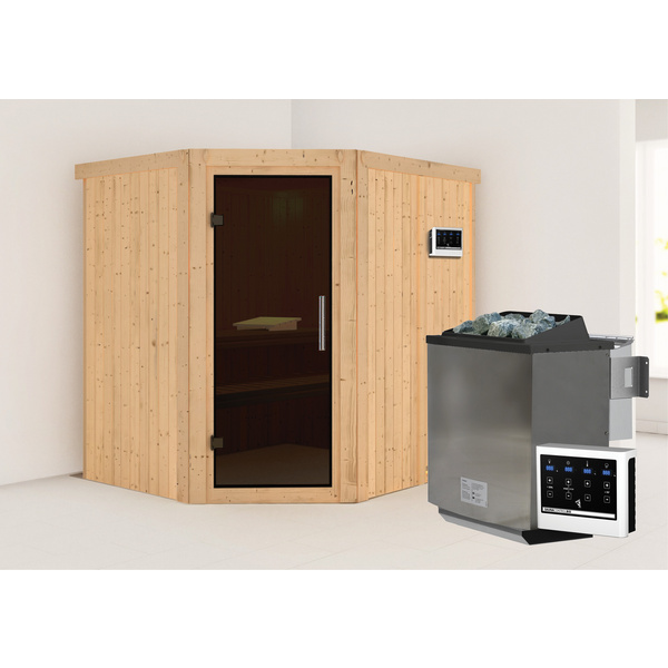 Systemsauna Siirin mit Tür graphit SET mit Ofen 9kW Bio ext. Strg Easy 1960x1700x1980mm
