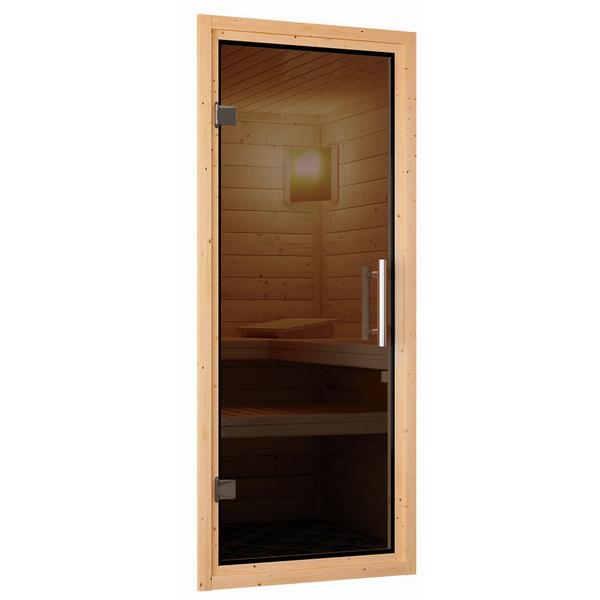 Systemsauna Siirin mit Kranz und Tür graphit SET mit Ofen 9kW Bio ext. Strg Easy 2100x1840x2020mm