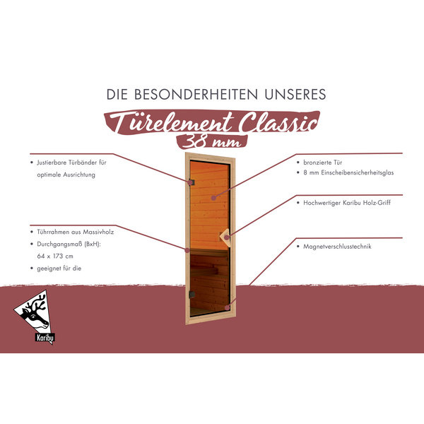 Türpaket 38+40mm Sauna Classic Bronze