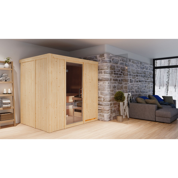 Systemsauna Bodin mit Tür graphit SET mit Ofen 9kW Bio ext. Strg. Easy 1960x1510x1980mm