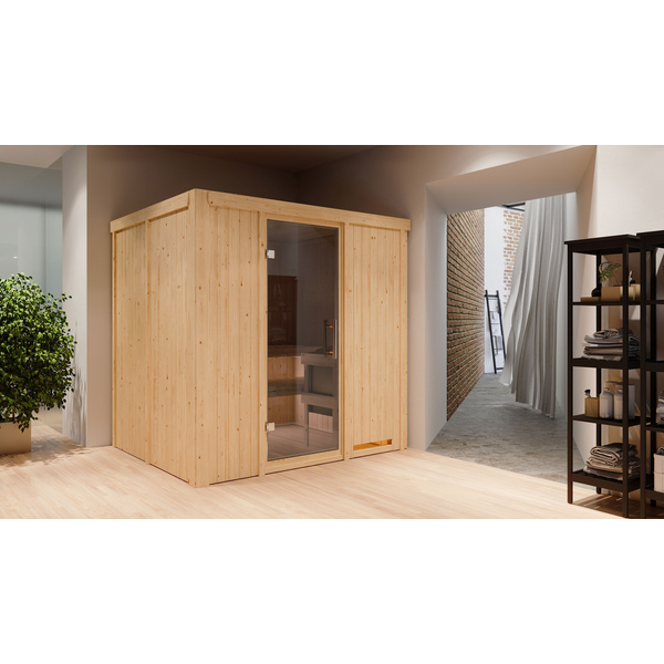 Systemsauna Sodin mit Tür graphit SET mit Ofen 9kW Bio ext. Strg. Easy 1960x1700x1980mm