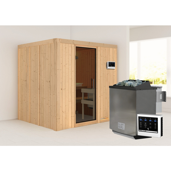 Systemsauna Sodin mit Tür graphit SET mit Ofen 9kW Bio ext. Strg. Easy 1960x1700x1980mm