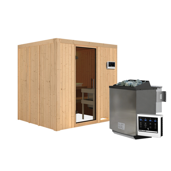Systemsauna Sodin mit Tür graphit SET mit Ofen 9kW Bio ext. Strg. Easy 1960x1700x1980mm