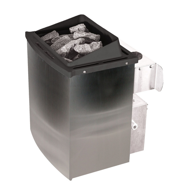 Systemsauna Malin mit Energiespartür Tür und Kranz SET mit Ofen 9kW integr. Strg 2450x2100x2020mm