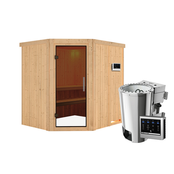 Systemsauna Lilja mit Tür graphit SET Ofen 3,6kW Bio-Ofen externe Strg. Easy 1960x1700x1980mm
