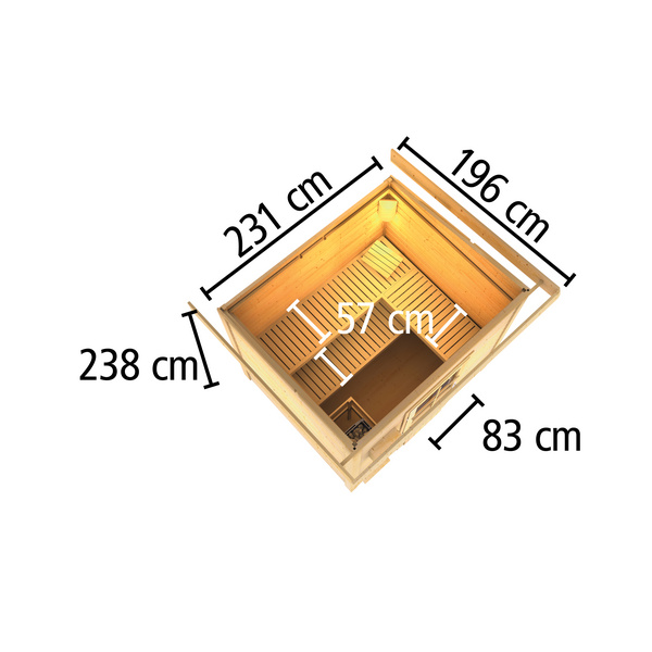 Saunahaus Hytti 3 naturbelassen 1960x2310x2280mm