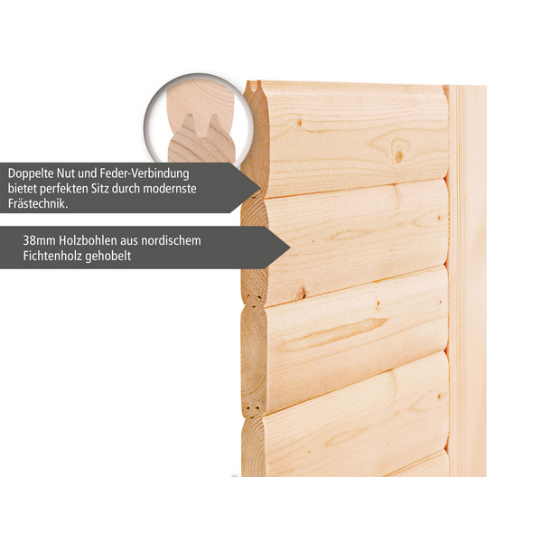 Saunahaus Hytti 2 SET naturbelassen mit Ofen 9kW ext. Strg. 1960x1960x2280mm