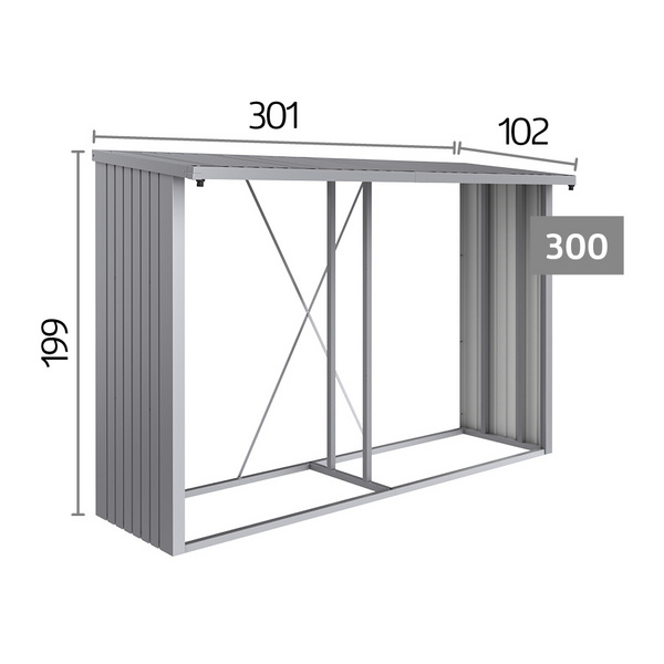 Woodstock 300 silber- metallic 3007x1020x1990mm