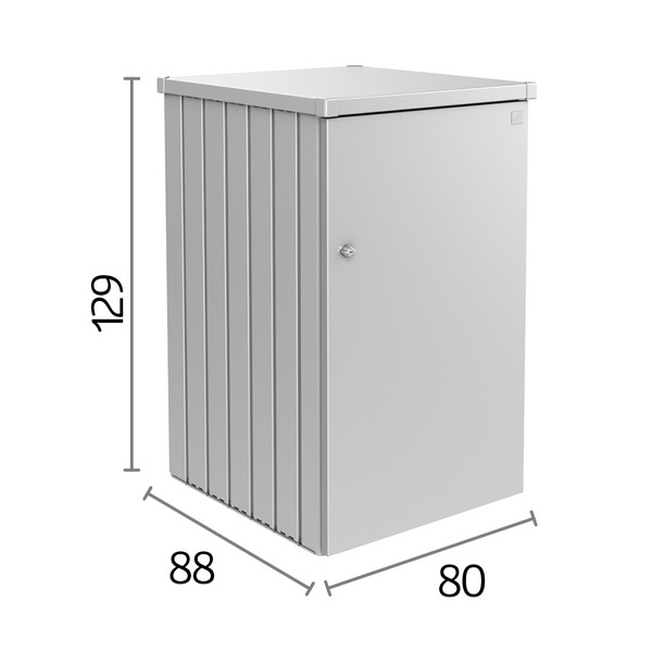 Mülltonnenbox Alex Var. 1 Seitenwände silber- metallic, Tür und Dach in silber- metallic 800x880x1290mm