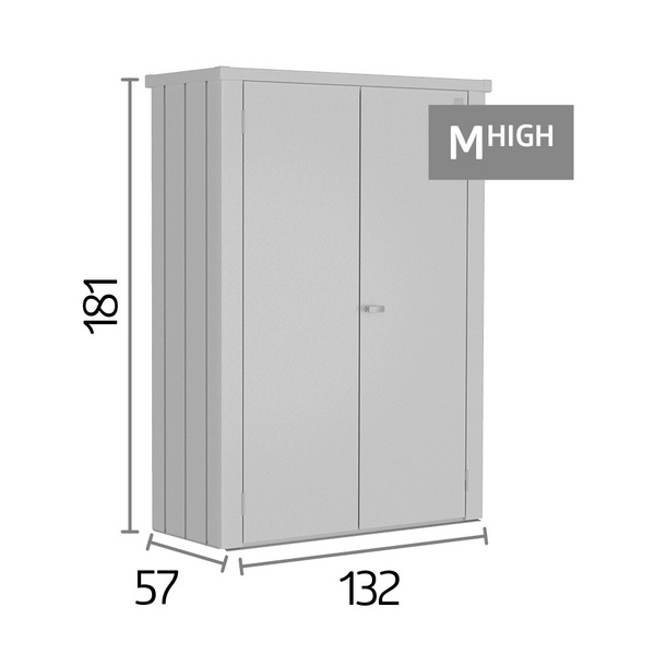 Terrassenschrank Romeo Gr. M HIGH silber- metallic 1320x570x1810mm