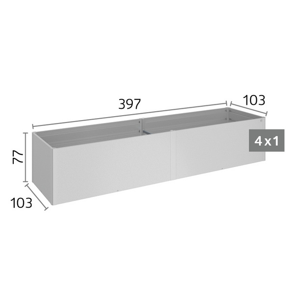 HochBeet Gr. 4x1 dunkelgrau- metallic 3970x1020x770mm